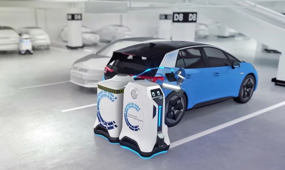 VW Bikin Robot Charger Mobil Listrik yang Bisa Bergerak Sendiri Ke Arah Mobil